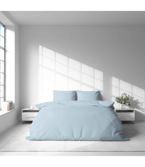 Premium satin påslakanset „Light blue glow“. Satin påslakan