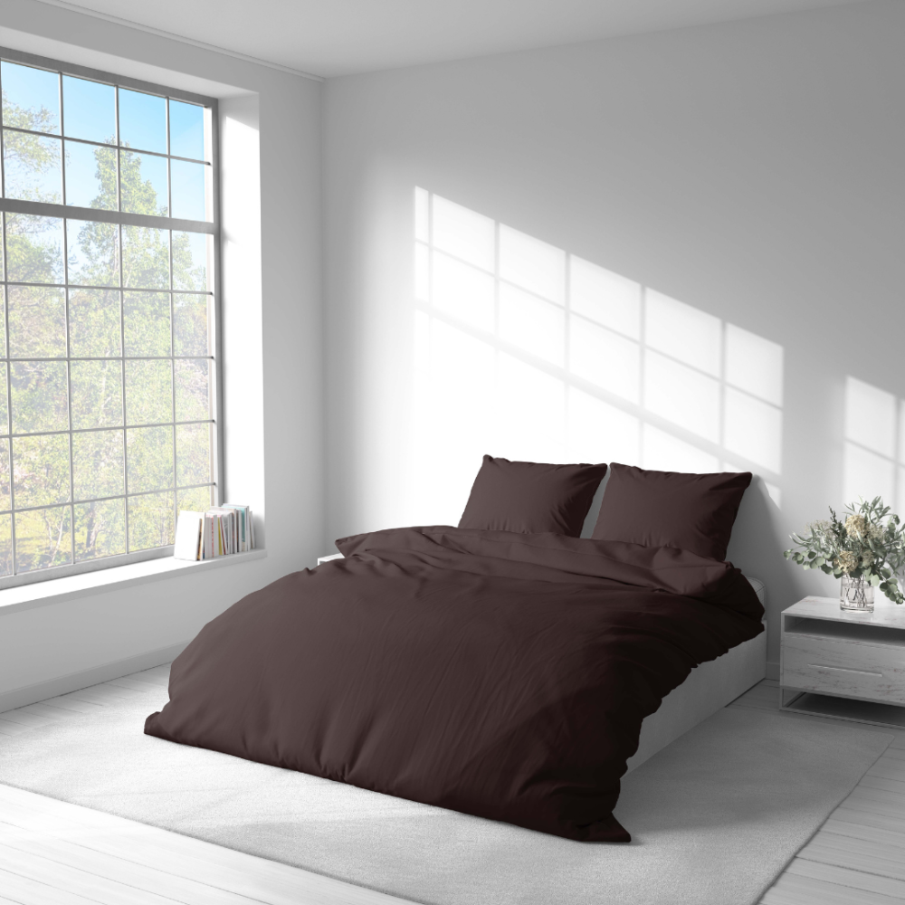 Premium satin påslakanset „Chesnut glow“. Enfärgade sängkläder, 140x200 cm, 200x200 cm, 200x220 cm, 240x220 cm