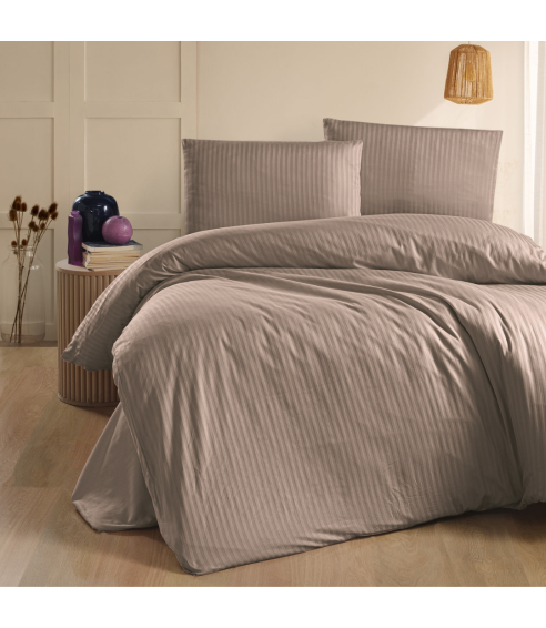 Premium satin påslakanset „Mink Stripe“. Satin påslakan