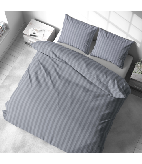Premium satin påslakanset „Moon Grey Stripe Satin“. Satin påslakan