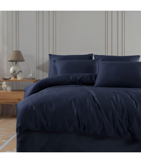 Premium satin påslakanset „Navy Blue“. Satin påslakan
