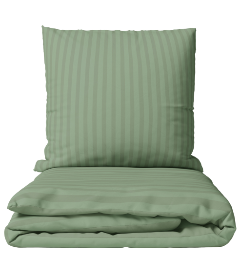 Premium satin påslakanset „Pistachio Stripe Sateen“. Satin påslakan