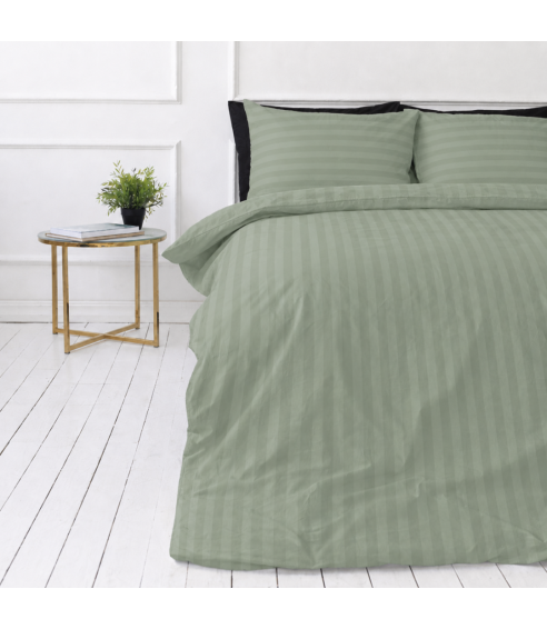 Premium satin påslakanset „Pistachio Stripe Sateen“. Satin påslakan