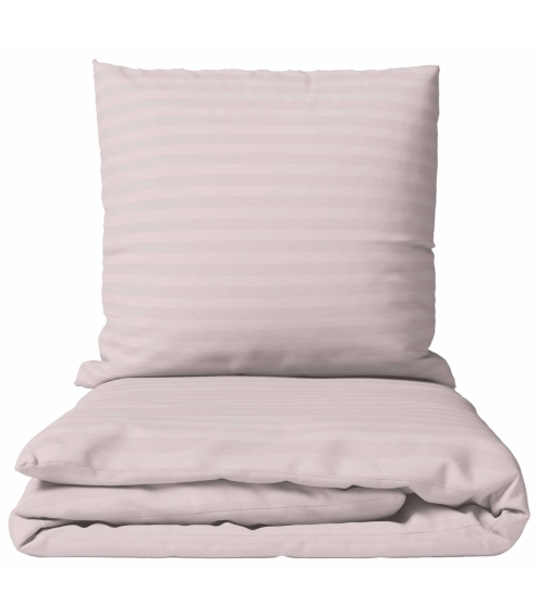Premium satin påslakanset „Seashell Pink Stripe Satin“. Satin påslakan