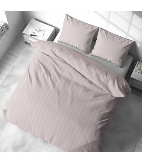 Premium satin påslakanset „Seashell Pink Stripe Satin“. Satin påslakan