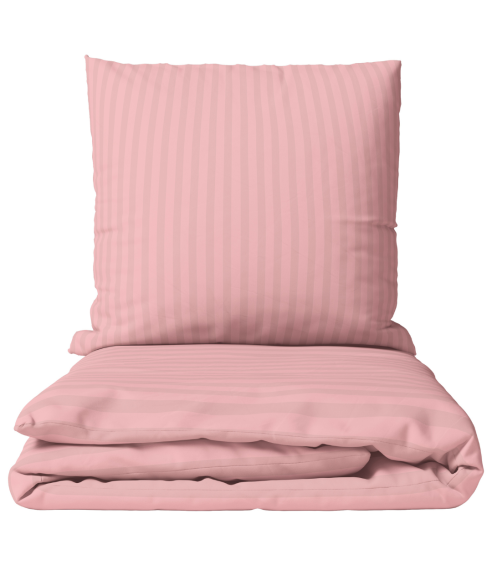Premium satin påslakanset „Seashell Pink Stripe Sateen“. Satin påslakan