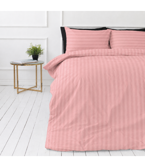 Premium satin påslakanset „Seashell Pink Stripe Sateen“. Satin påslakan