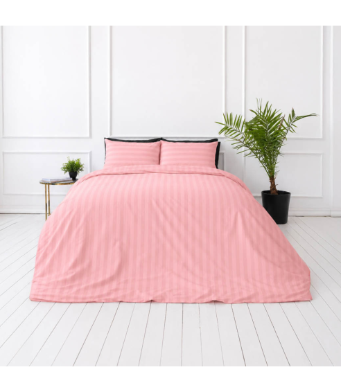 Premium satin påslakanset „Seashell Pink Stripe Sateen“. Satin påslakan