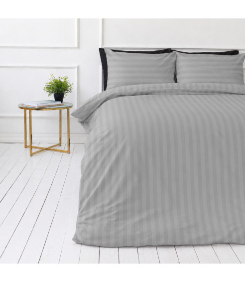 Premium satin påslakanset „Silver Stripe Sateen“. Satin påslakan