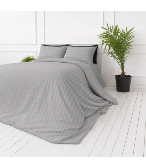Premium satin påslakanset „Silver Stripe Sateen“. Satin påslakan