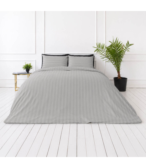 Premium satin påslakanset „Silver Stripe Sateen“. Satin påslakan
