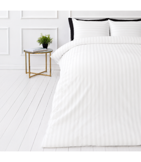 Premium satin påslakanset „White Stripe Sateen“. Satin påslakan