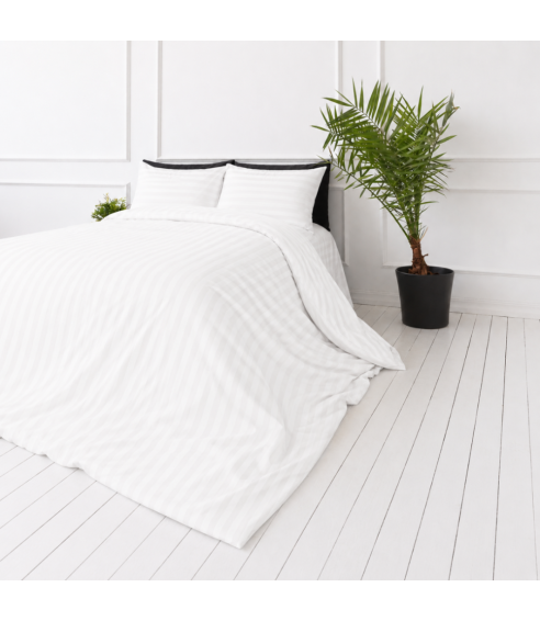 Premium satin påslakanset „White Stripe Sateen“. Satin påslakan