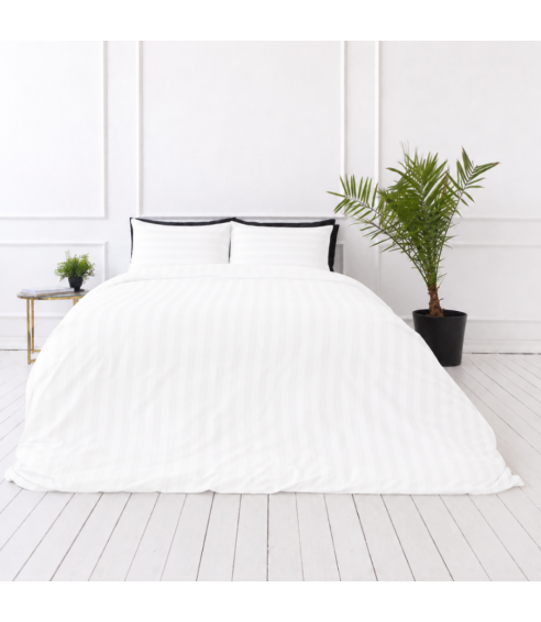 Premium satin påslakanset „White Stripe Sateen“. Satin påslakan