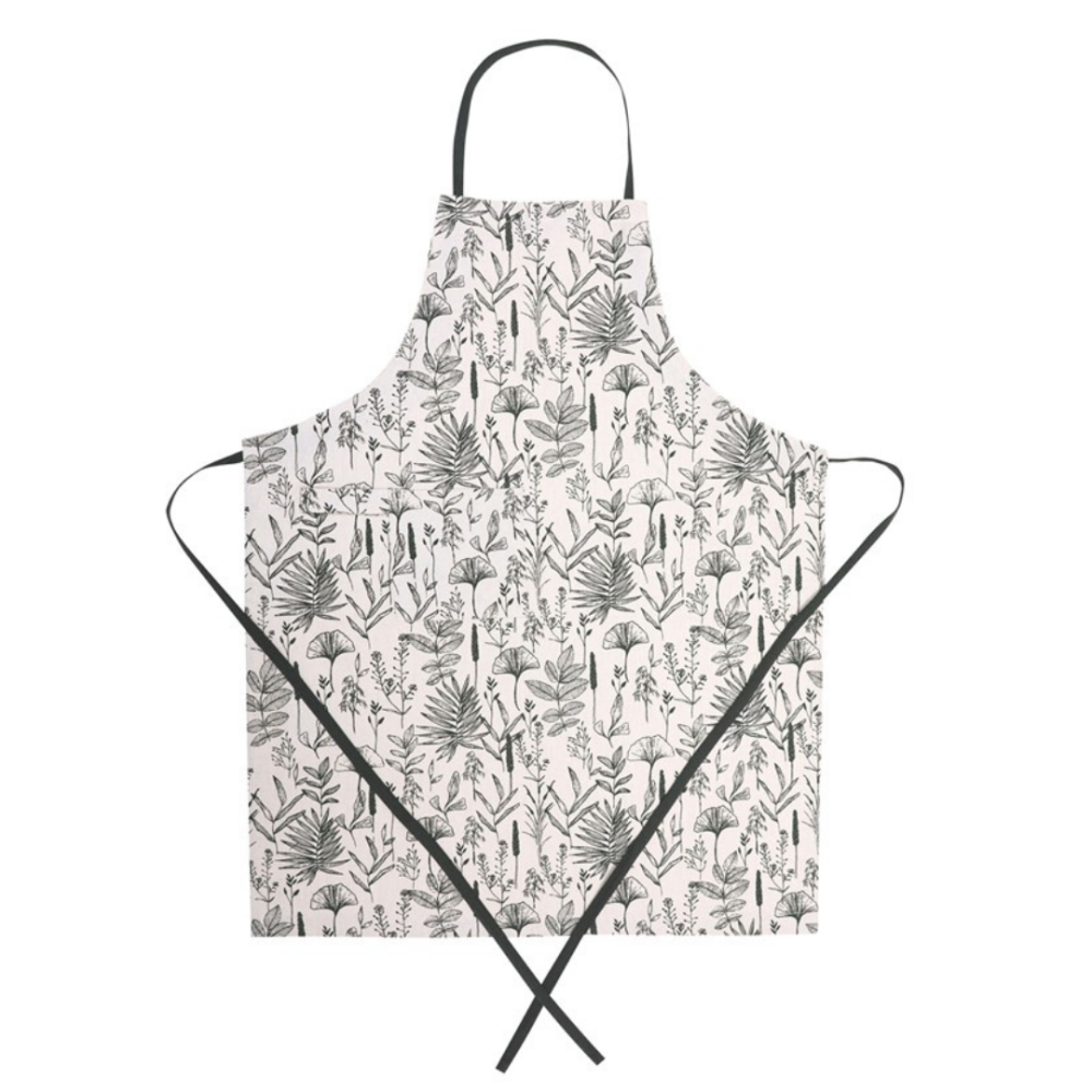 Förkläde „Ralph apron“. Förkläden. Ljust förkläde med grågrönt botaniskt växtmönster Förkläde „Ralph apron“. Förkläden. Ljust förkläde med grågrönt botaniskt växtmönster