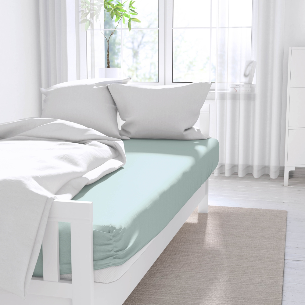 Satin dra-på-lakan „Mint“, 80x200 cm, 90x200 cm, 120x200 cm, 140x200 cm, 160x200 cm, 180x200 cm Satin dra-på-lakan „Mint“, 80x200 cm, 90x200 cm, 120x200 cm, 140x200 cm, 160x200 cm, 180x200 cm