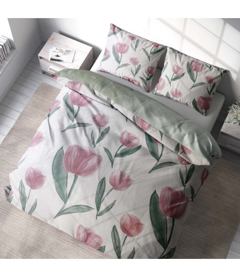 Satin örngott „Tuliplace“. Örngott 70×80