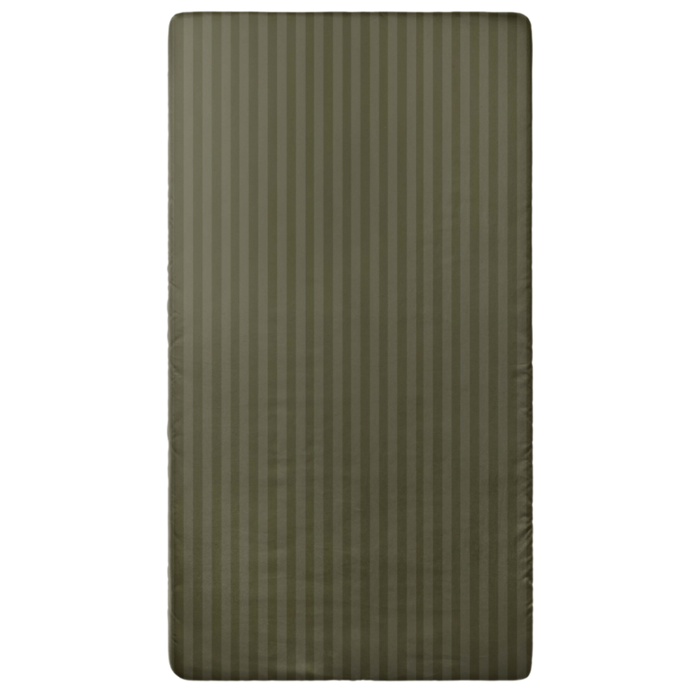Satinlakan „Moss Green Stripe Satin flat sheet“, 150x220 cm, 200x220 cm, 220x240 cm