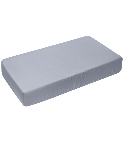 Satinlakan „Moon Grey Satin flat sheet“. Lakan utan resår