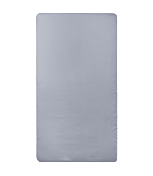 Satinlakan „Moon Grey Satin flat sheet“. Lakan utan resår