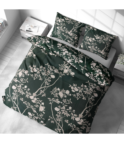 Satin påslakanset „Blooming Forest“. Satin påslakan