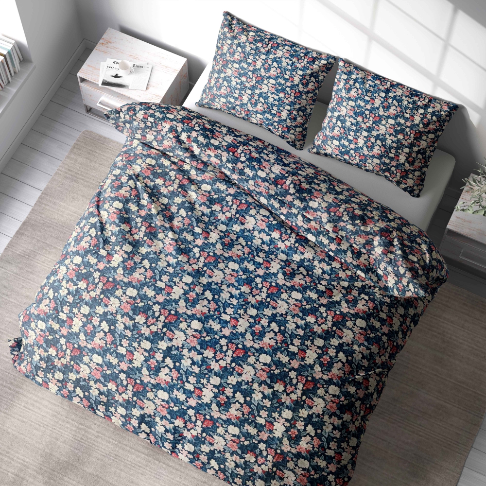 Satin påslakanset „Bouquet“. Sängkläder med växtmotiv, 140x200 cm, 200x200 cm, 200x220 cm Satin påslakanset „Bouquet“. Sängkläder med växtmotiv, 140x200 cm, 200x200 cm, 200x220 cm
