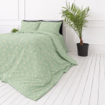 Satin påslakanset „Carlone“. Gröna sängkläder, 140x200 cm, 200x200 cm, 200x220 cm. Mintfärgat bäddset med subtila vita och krämfärgade blommor Satin påslakanset „Carlone“. Gröna sängkläder, 140x200 cm, 200x200 cm, 200x220 cm. Mintfärgat bäddset med subtila vita och krämfärgade blommor