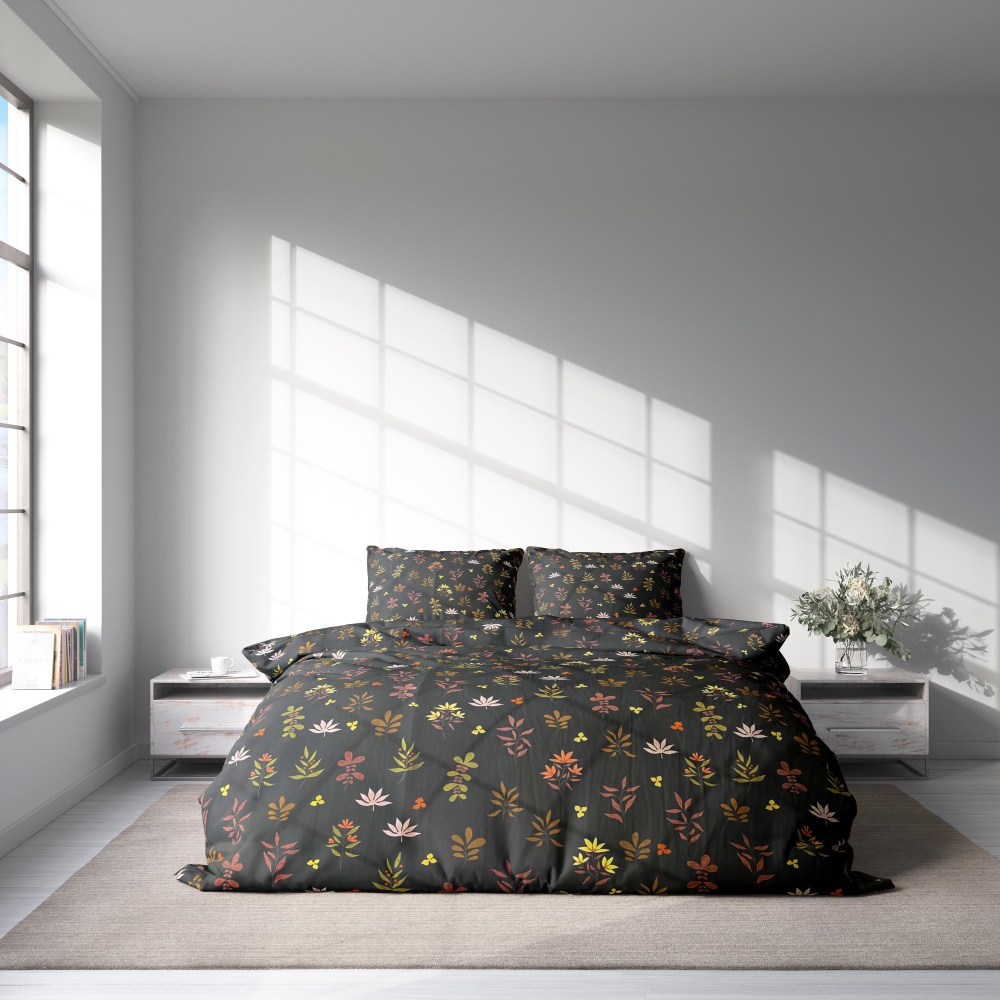Satin påslakanset „Comforts“. Sängkläder med växtmotiv, 140x200 cm, 150x200 cm, 160x200 cm, 180x200 cm, 200x200 cm, 200x220 cm Satin påslakanset „Comforts“. Sängkläder med växtmotiv, 140x200 cm, 150x200 cm, 160x200 cm, 180x200 cm, 200x200 cm, 200x220 cm