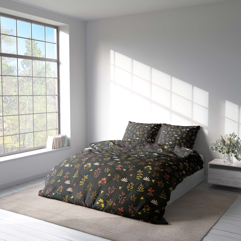 Satin påslakanset „Comforts“. Sängkläder med växtmotiv, 140x200 cm, 150x200 cm, 160x200 cm, 180x200 cm, 200x200 cm, 200x220 cm Satin påslakanset „Comforts“. Sängkläder med växtmotiv, 140x200 cm, 150x200 cm, 160x200 cm, 180x200 cm, 200x200 cm, 200x220 cm