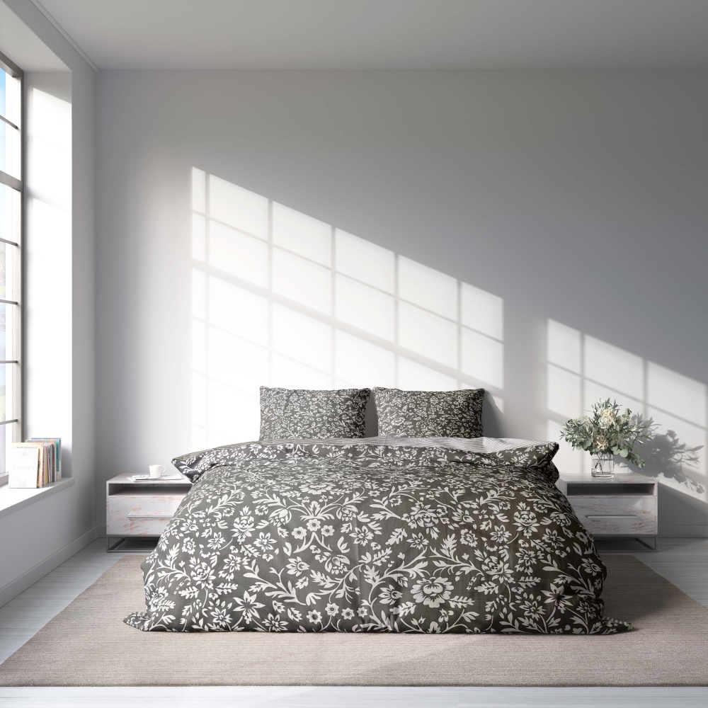 Satin påslakanset „Delicate“. Sängkläder med växtmotiv, 140x200 cm Satin påslakanset „Delicate“. Sängkläder med växtmotiv, 140x200 cm