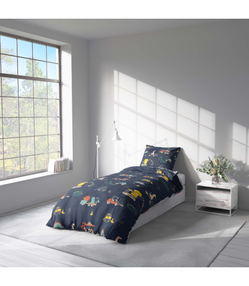 Satin påslakanset „Dinoscape“. Satin påslakan