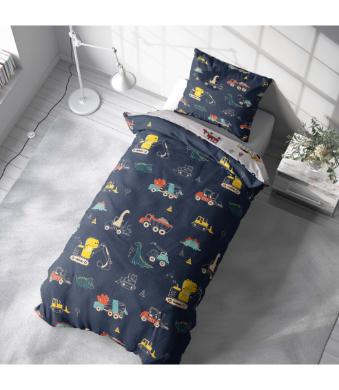 Satin påslakanset „Dinoscape“. Satin påslakan