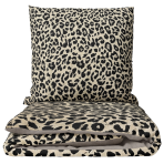 Satin påslakanset „Exotic Leopard“. Beige sängkläder, 140x200 cm, 200x200 cm, 200x220 cm. Krämfärgat bäddset med svart leopardmönster Satin påslakanset „Exotic Leopard“. Beige sängkläder, 140x200 cm, 200x200 cm, 200x220 cm. Krämfärgat bäddset med svart leopardmönster