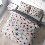 Premium satin påslakanset „Floral“. Sängkläder med växtmotiv, 140x200 cm, 160x200 cm, 200x200 cm, 200x220 cm