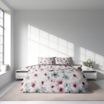 Premium satin påslakanset „Floral“. Sängkläder med växtmotiv, 140x200 cm, 160x200 cm, 200x200 cm, 200x220 cm