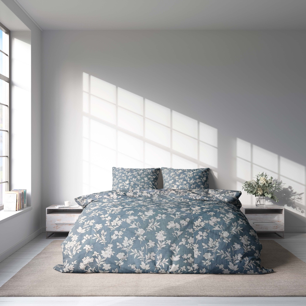 Satin påslakanset „Meadow“. Sängkläder med växtmotiv, 140x200 cm, 200x200 cm, 200x220 cm Satin påslakanset „Meadow“. Sängkläder med växtmotiv, 140x200 cm, 200x200 cm, 200x220 cm