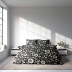 Premium satin påslakanset „Night Flowers“. Sängkläder 155x200, 140x200 cm, 200x200 cm, 200x220 cm