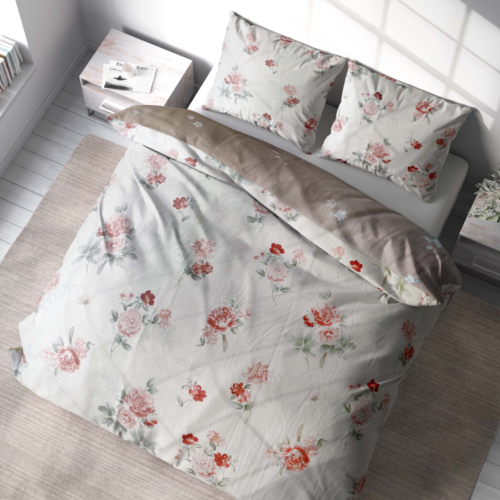 Premium satin påslakanset „Pure Romance“. Sängkläder med växtmotiv, 200x220 cm Premium satin påslakanset „Pure Romance“. Sängkläder med växtmotiv, 200x220 cm