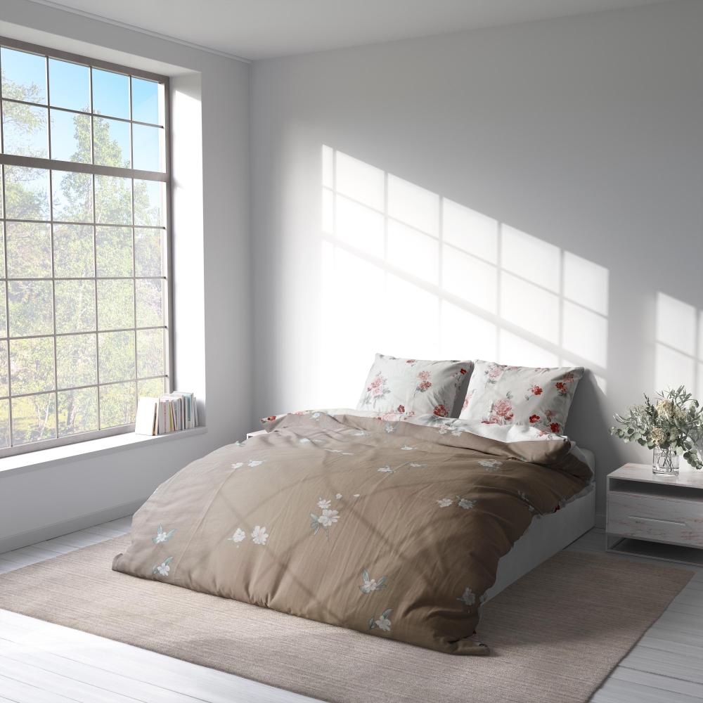 Premium satin påslakanset „Pure Romance“. Sängkläder med växtmotiv, 200x220 cm Premium satin påslakanset „Pure Romance“. Sängkläder med växtmotiv, 200x220 cm
