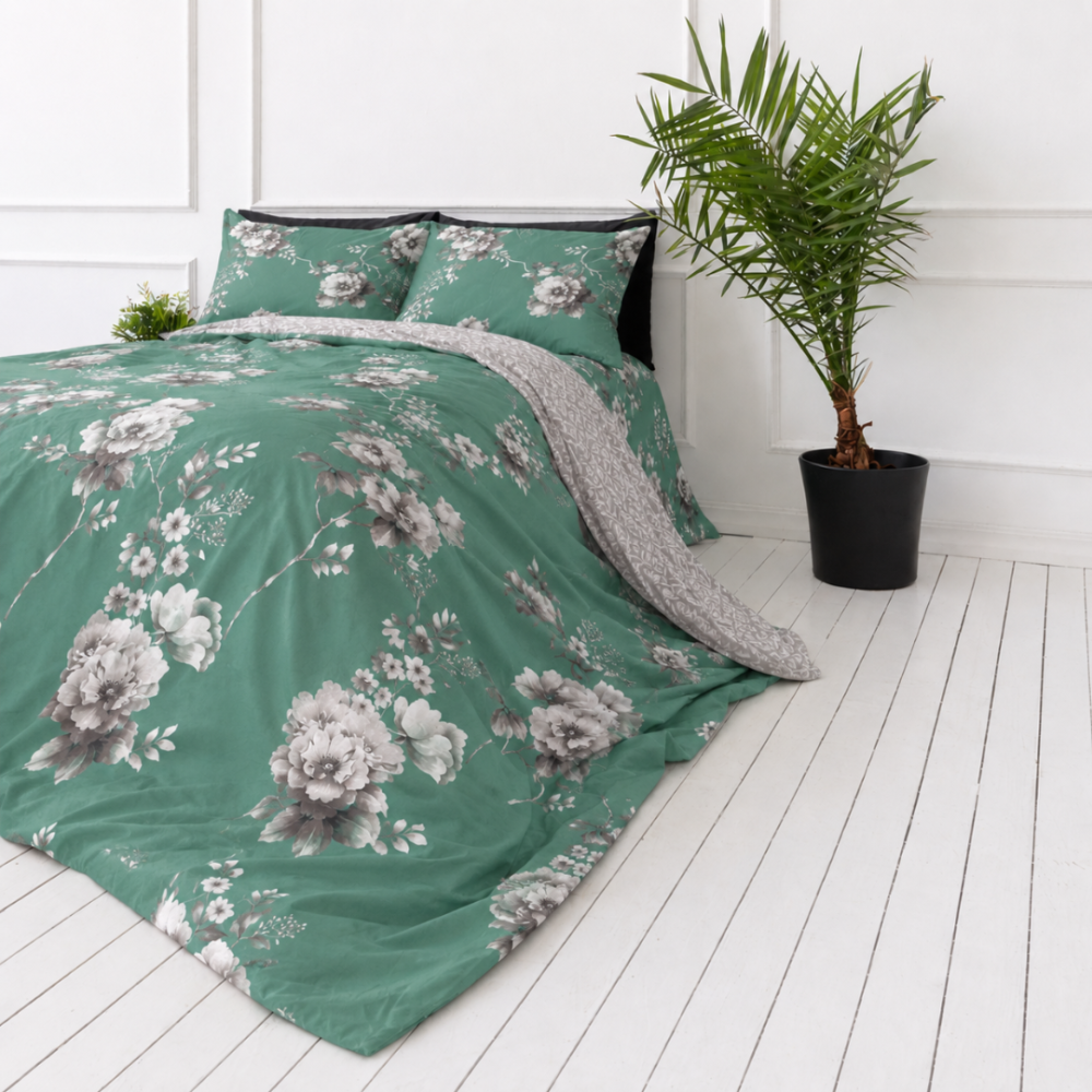 Satin påslakanset „Sage Whisper“. Mönstrade sängkläder, 140x200 cm, 150x200 cm, 160x200 cm, 180x200 cm, 200x200 cm, 200x220 cm Satin påslakanset „Sage Whisper“. Mönstrade sängkläder, 140x200 cm, 150x200 cm, 160x200 cm, 180x200 cm, 200x200 cm, 200x220 cm