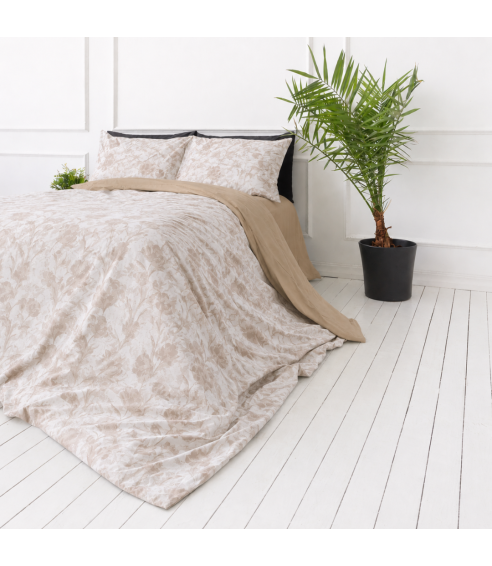 Satin påslakanset „Sand Damask“. Satin påslakan