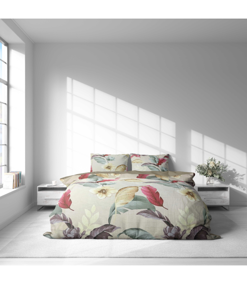 Premium satin påslakanset „Tropical Muse“. Satin påslakan