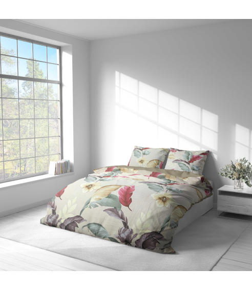 Premium satin påslakanset „Tropical Muse“. Satin påslakan