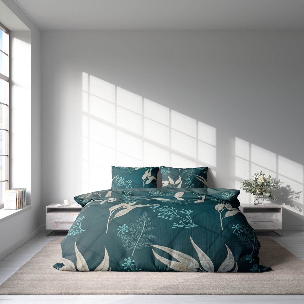 Påslakanset „Verdure“. Sängkläder med växtmotiv, 140x200 cm, 200x200 cm, 200x220 cm Påslakanset „Verdure“. Sängkläder med växtmotiv, 140x200 cm, 200x200 cm, 200x220 cm