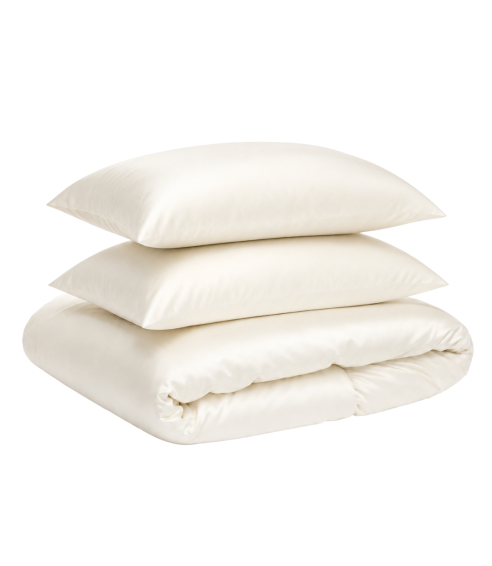 Sängkläder i siden „Pearl White Silk“. Påslakanset 200x220