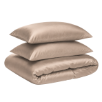 Sängkläder i siden „Saddle Silk“. Påslakanset, 200x200 cm, 200x220 cm. Champagnebeige bäddset med subtil silkesliknande glans