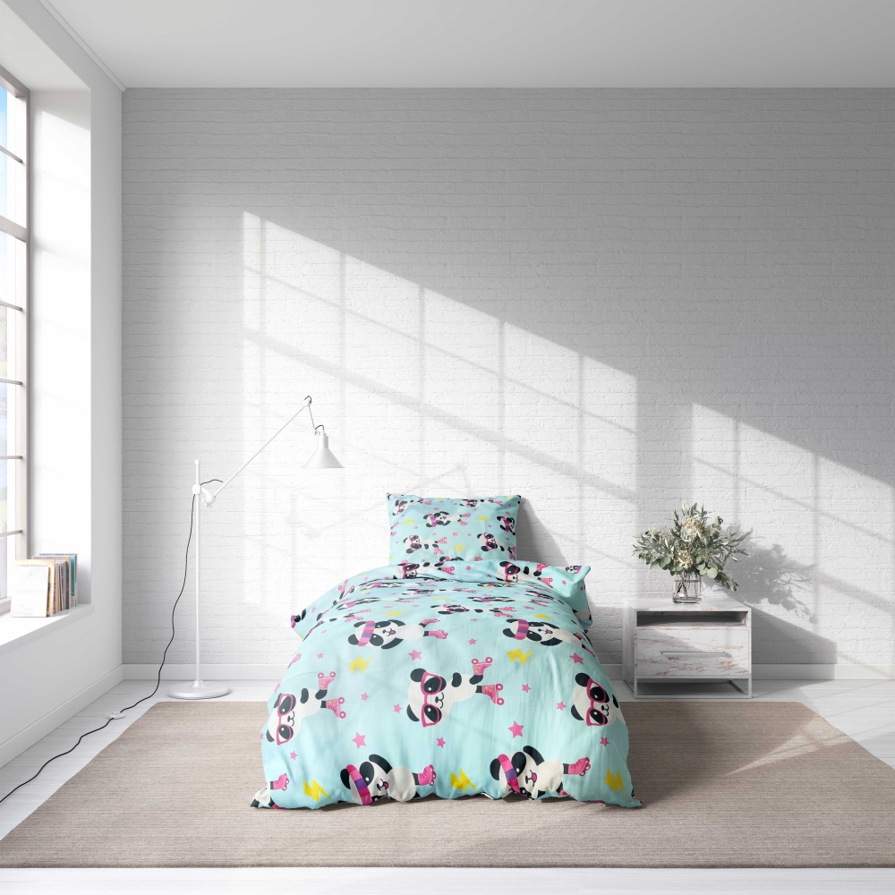 Barn bäddset “Panda Blue”. Sängkläder 155x200, 140x200 cm, 150x200 cm, 160x200 cm Barn bäddset “Panda Blue”. Sängkläder 155x200, 140x200 cm, 150x200 cm, 160x200 cm