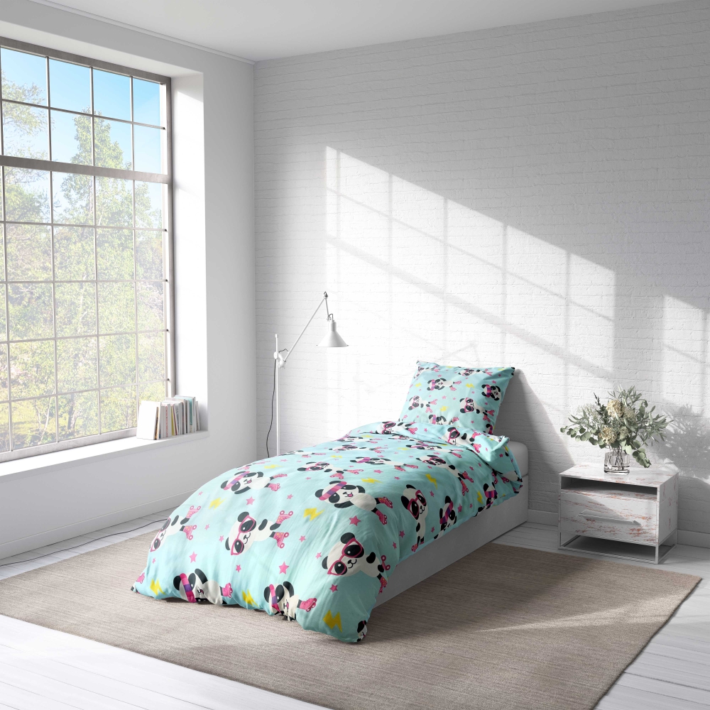 Barn bäddset “Panda Blue”. Sängkläder 155x200, 140x200 cm, 150x200 cm, 160x200 cm Barn bäddset “Panda Blue”. Sängkläder 155x200, 140x200 cm, 150x200 cm, 160x200 cm