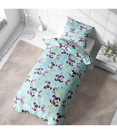 Barn bäddset “Panda Blue”. Sängkläder barn
