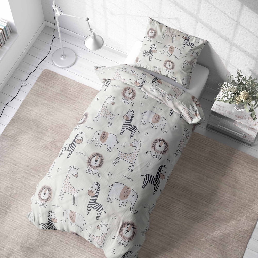 Barn sängkläder „Zoo“. Mikrofiber sängkläder, 140x200 cm Barn sängkläder „Zoo“. Mikrofiber sängkläder, 140x200 cm